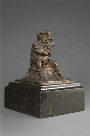 Francesco Pasanisi "L'amico fedele" 
scultura in bronzo (cm 14.5x19x16) poggiant