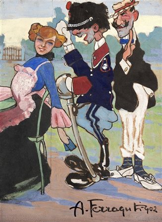 Arnaldo Ferraguti "Caricature" 902
olio su cartone (cm 20,5x20)
Firmato e datato