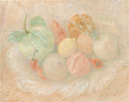 Pio Semeghini "Composizione con frutta e ortaggi" 1952
olio su compensato (cm 30
