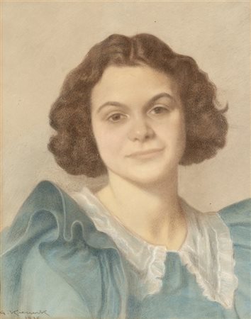 Giorgio Kienerk "Ritratto femminile" 1936
pastelli colorati su carta applicata a