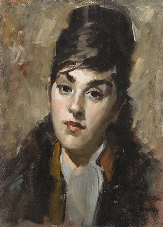 Giovanni Maria Mossa "Ritratto femminile" 
olio su tela (cm 34x25)
Firmato in ba