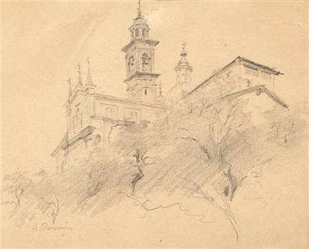 Alberto Pasini "Chiesa" 
disegno a matita su carta (cm 17,5x22)
Firmato in basso
