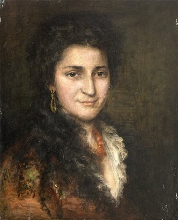 Vincenzo Caprile "Ritratto femminile" 
olio su tavola (cm 45x35)
Firmato in alto