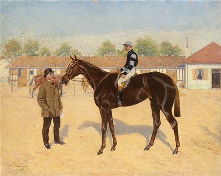 Karl Georg Arsenius "Nella scuderia" 1894
olio su tela (cm 65x81)
Firmato e data