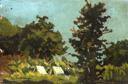 Adolfo Tommasi (Attribuito)

"L'accampamento" 
olio su compensato (cm 11x17)
Rec