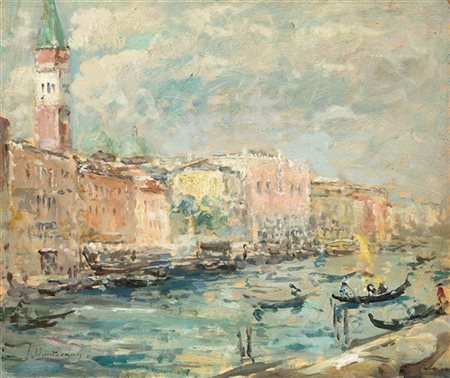 Luigi Mantovani "Venezia, Canal Grande" 
olio su masonite (cm 19,5x24)
Firmato i
