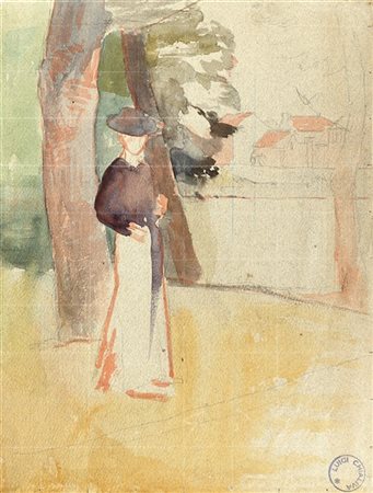 Luigi Chialiva Studio per "La passeggiata" 
tecnica mista su carta (cm 29,5x22,5