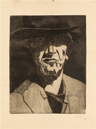 Carlo Erba "Figura maschile" 
incisione (cm foglio mm 490x350; lastra mm 330x250