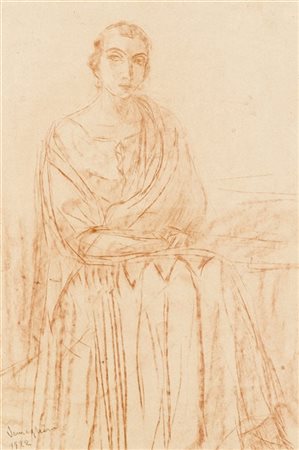 Pio Semeghini "Ritratto femminile" 1922
disegno a sanguigna su carta (cm 32x21)