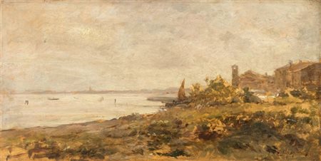 Eugenio Gignous "Litorale" 
olio su tavola (cm 29x58)
Firmato in basso a destra