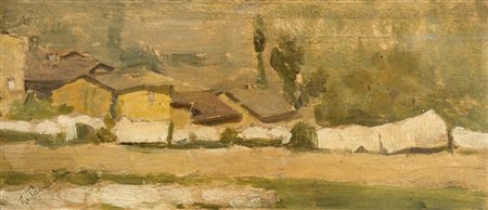 Ruggero Panerai "Campagna toscana" 
olio su tavola (cm 11x25)
Firmato in basso a