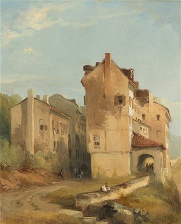 Luigi Riccardi "Paesaggio" 
olio su tela (cm 20,5x17)
Firmato in basso a sinistr