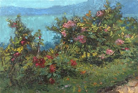 Ugo Mazzolari "Prima fioritura" 
olio su compensato (cm 22,5x32,5)
Firmato in ba