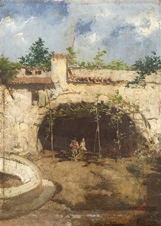 Riccardo Pellegrini "Scena andalusa" '89
olio su tavola (cm 27,5x20)
Firmato e d