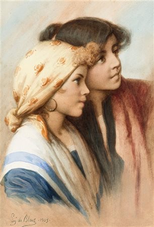 Eugenio De Blaas "Figure" 1905
acquerello su carta (cm 36,5x25)
Firmato e datato