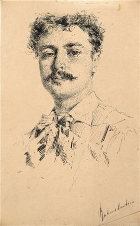 Rubens Santoro "Autoritratto" 
disegno a china su carta (cm 17x10)
Firmato in ba