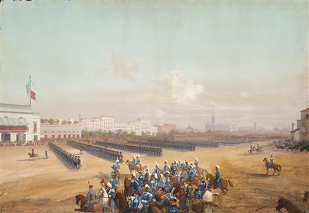 Carlo Bossoli "Milano. Rivista militare in Piazza d'Armi a Milano in onore di Gu