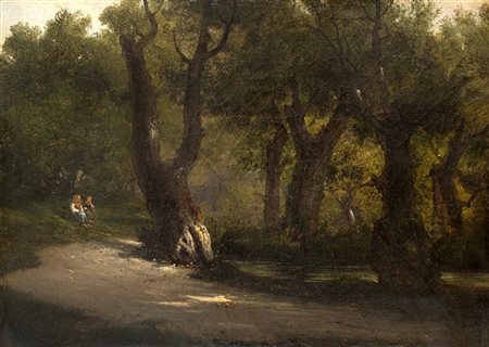 Costantino Prinetti "Riposo nel bosco" 
olio su tela (cm 25x35)
Al retro: firmat