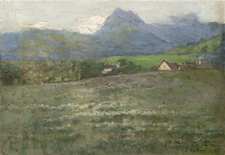 Italico Brass "Paesaggio montano" 
olio su tela (cm 32,5x45)
Firmato, dedicato "