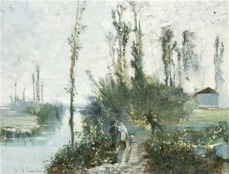 Vittorio Avondo "La famiglia del bersagliere" 61 
olio su cartoncino (cm 17,5x23