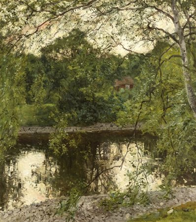 Olof Arborelius "Angolo di Bergslagen" 
olio su tela (cm 91x80,5)
Firmato in bas