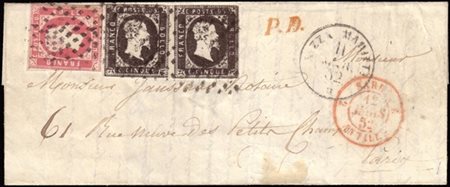 SARDEGNA 1852 ( 11 mar.)
Lettera con parte di testo da Nizza per Parigi affranc
