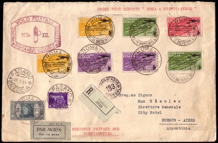 REGNO D'ITALIA 1934 (23 gen.)
Posta aerea "Roma-Buenos Aires". Busta da Fasano