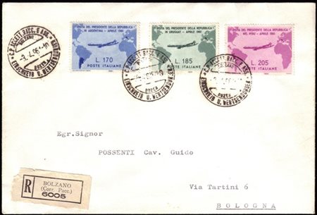 REPUBBLICA 1961 (3 apr.)
Busta raccomandata da Bolzano per Bologna (5.4), affra