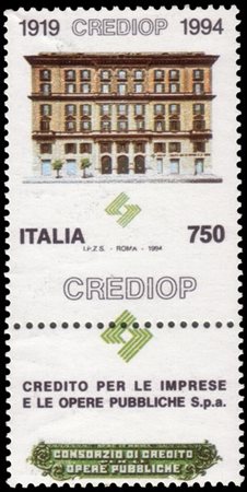 REPUBBLICA 1994
Varietà. 750 lire "CREDIOP", dentellatura orizzontale spostata