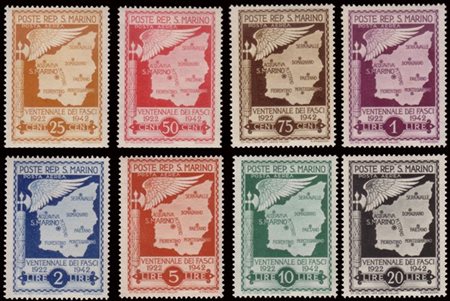 SAN MARINO 1943
Posta aerea non emessa "Cartina di San Marino con fascio e ala"