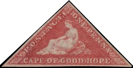 CAPO DI BUONA SPERANZA 1855/1858
1d. rosso rosa scuro (deep rose-red), tiratura