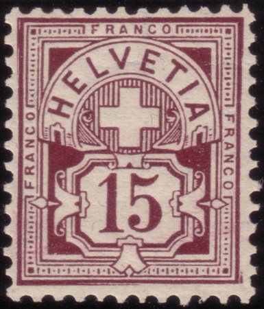 SVIZZERA 1905
"Cifra sormontata da una croce". 15c. lilla rosso

Cert. M. Rayba