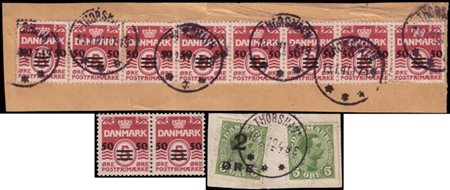 FAROE 1919/1940
Insieme formato da un frammento con il n.1 del 1919 soprastampa