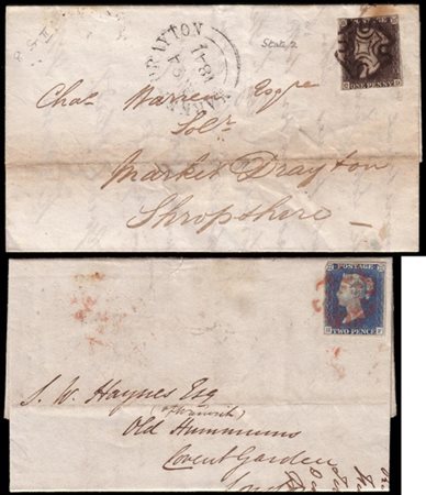 GRAN BRETAGNA 1840/1841
Lotto formato da un "Penny black" e un "Penny blue" sia