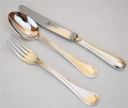 LOTTO DI TRE POSATE IN ARGENTO 800 composto da forchetta, cucchiaio e...