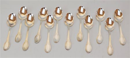 LOTTO DI DODICI CUCCHIAINI IN ARGENTO 800 g 109 circa, punzone 800 ottime...
