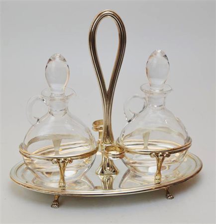 OLIERA IN VETRO E ARGENTO 800 realizzata su una base ovale cm 23x13x20 g...