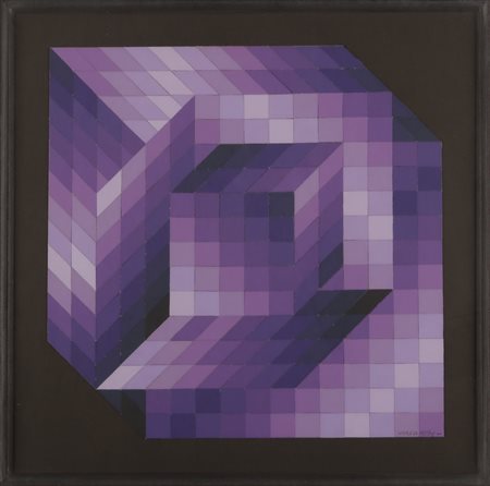 VICTOR VASARELY Axo Lila.