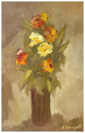 SIRIO RICUSATI Livorno 1916 – 1992 Senza titolo Olio su faesite 35,2 x 22,2....