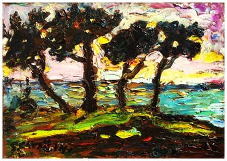 GIUSEPPE CAVALLINI Livorno 1916 – 2000 Senza titolo Olio su tavola 25 x 35,5....