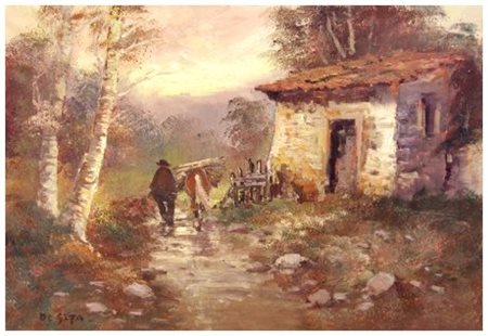 R. DE SETA Livorno ? Senza titolo Olio su tela 50 x 70. Firma in b. a s. e...