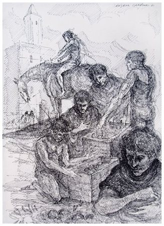 ANGELO CANEVARI Roma 1930 Senza titolo 1971 Inchiostro su cartoncino 35,2 x...