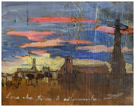 MASSIMO LOMI Livorno 1953 L’ora che Siena si addormenta 2012 Tempera su...