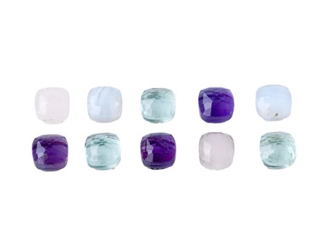 LOTTO DI DIECI PIETRE SEMI-PREZIOSE PER CT 83 CIRCA di forma quadrata, taglio...