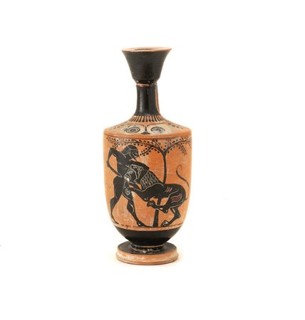 LEKYTHOS ATTICA A FIGURE NERE DATAZIONE: XIX sec. MATERIA E TECNICA: argilla...