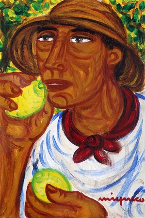 Giuseppe Migneco  Contadino con limoni 1986 