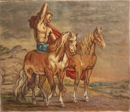 Giorgio de Chirico Cavaliere con due cavalli 1938 