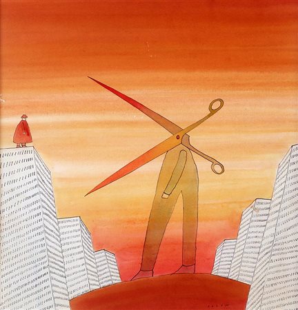 Jean-Michel Folon Homme-Ciseaux 1977