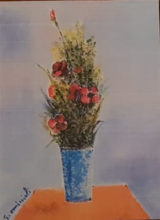 Giovanni Omiccioli Vaso azzuro con fiori 1970
