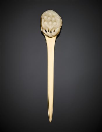 FARAONE
"Collezione Giada antica fine 1800", tagliacarte in oro giallo e giada